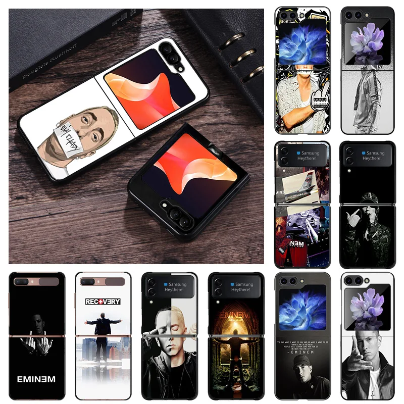 Matte Phone Case For Samsung Galaxy Z Flip6 5G Flip5 Flip4 Flip3 ZFlip 6 3 4 5 Eminem RAP GOD Hard Black Cover