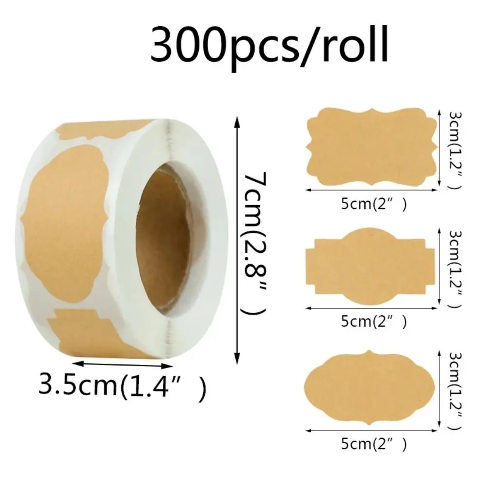 多機能クラフトステッカー,茶色のオーガナイザーラベル,ベーキングステッカー,ギフトタグ,DIY,ロールあたり300個