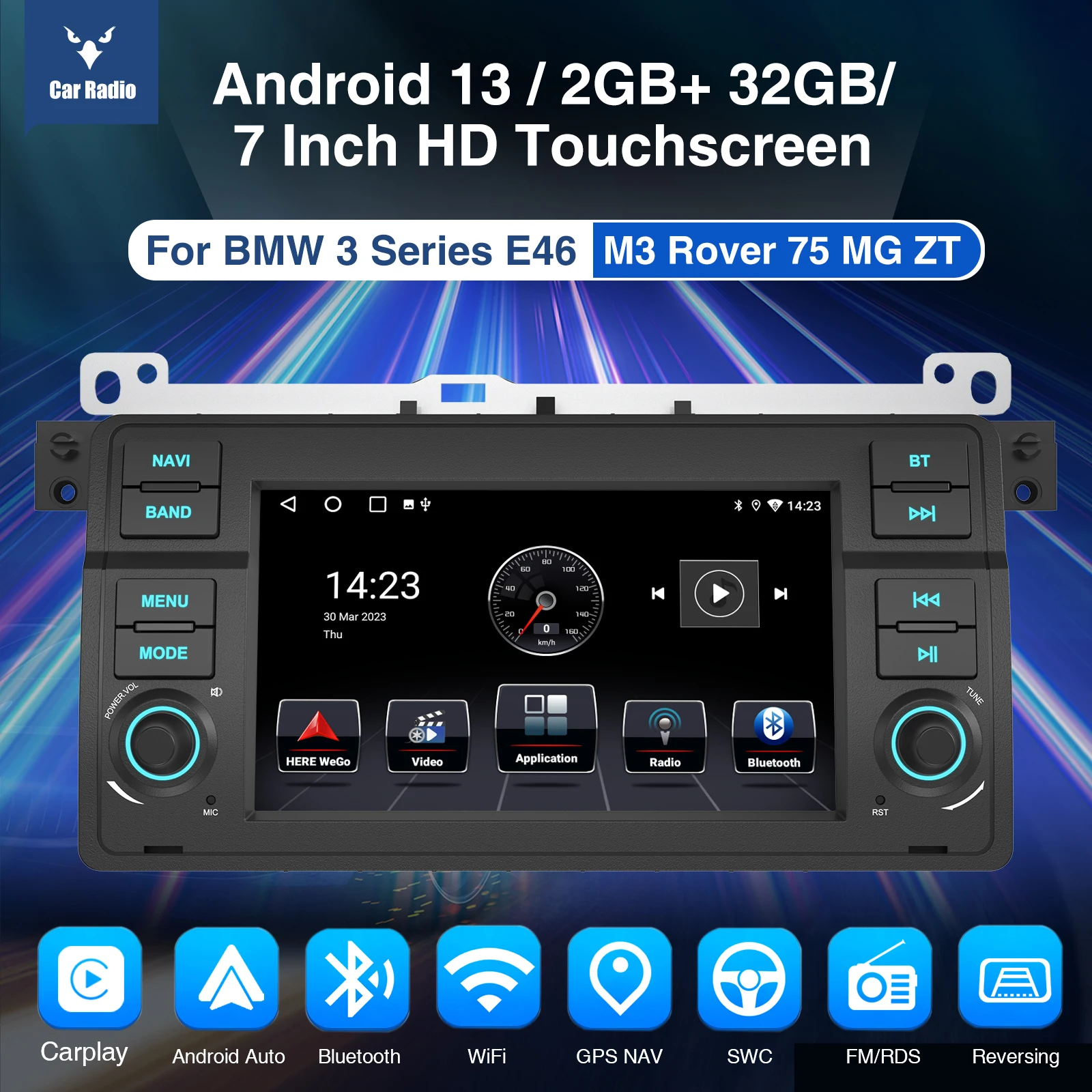 ESSGOO 2 Din Android 13 Car Radio For For BMW 3 Series E46 M3 Rover 75 MG ZT Stereo Multimedia GPS Navigation Carplay