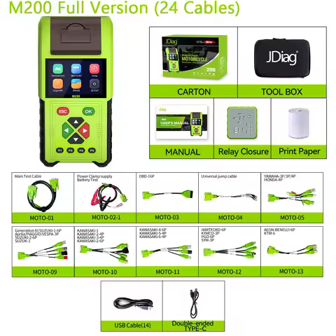JDiag M200 Motorcycle Diagnostic Scanner Moto scan Tool Moto Fault Diagnostic Code Reader For BMW Yamaha Honda Kawasaki Suzuki