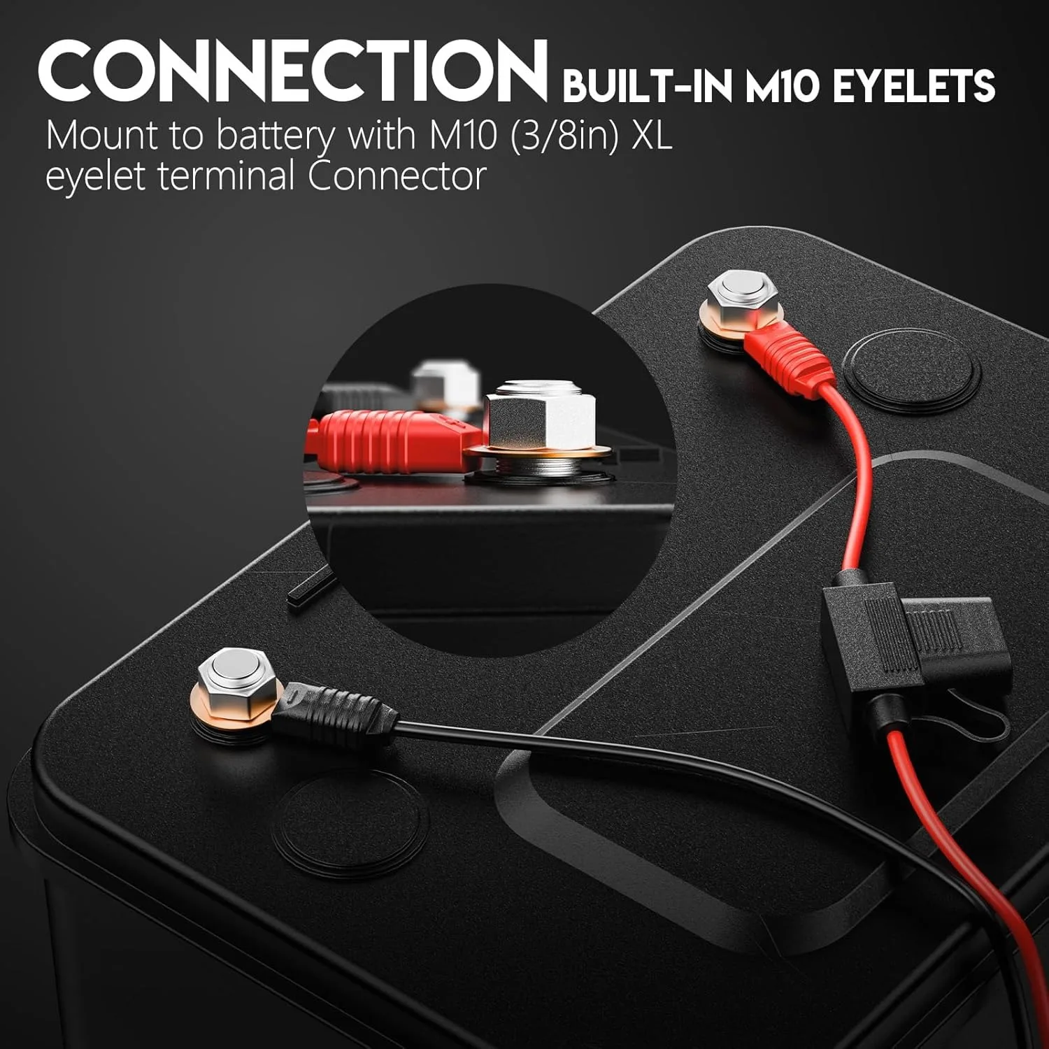 16 AWG Wires Harness with X-Connect and M10 XL Eyelet Terminals for Noco Battery Charger, Battery Tender Leads