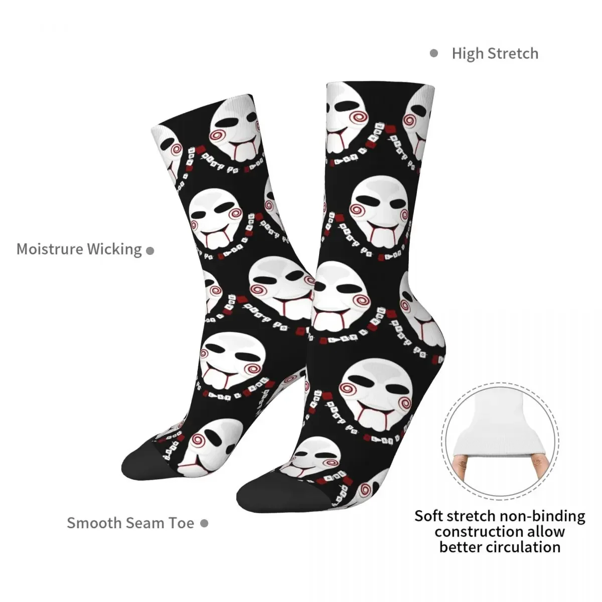 Jigsaw - Billy - I Want To Play A Game Socks Harajuku Super Soft Stockings All Season Long Socks Accessories for Woman's Gifts