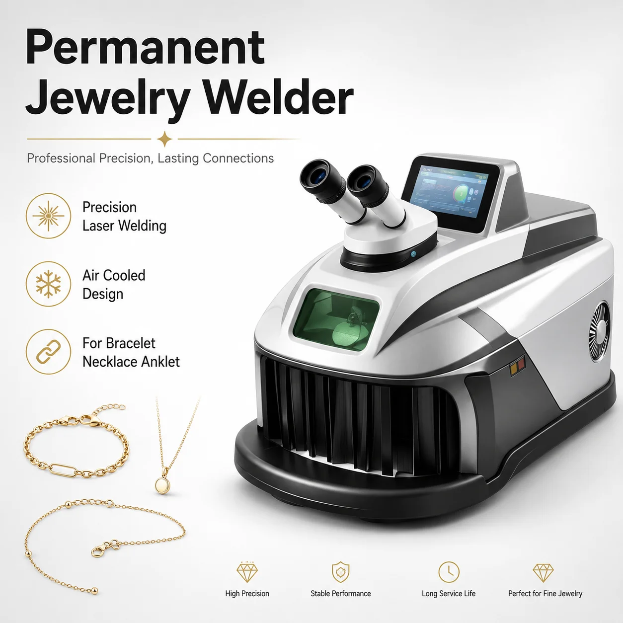 MAXWFIVE 60W 600W Peak QCW Fiber Laser Jewelry Welding Machine with HD Microscope