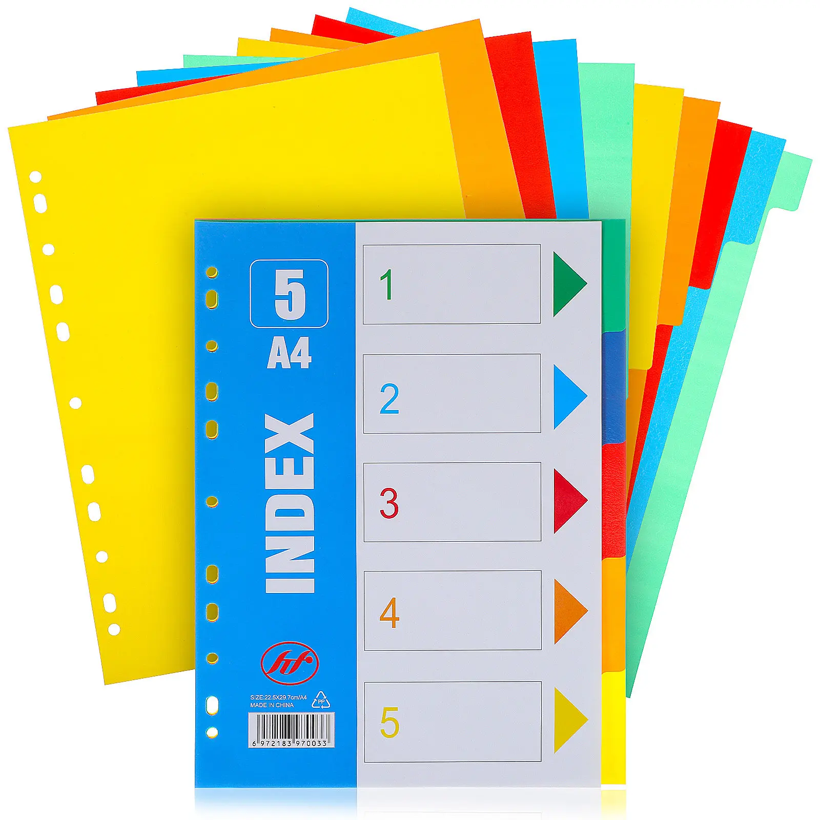 15Pcs Plastic Dividers for Binder Multicolor Punched Tabs Write Smooth Index Sheets for Notebook File Classification