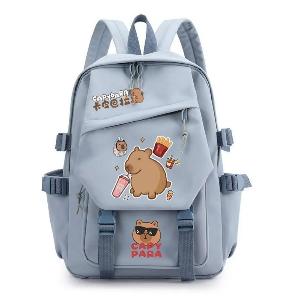 Cartoon Large Capacity Capybara Backpack Nylon Multi-layer School Backpack Multipurpose Stain-resistant Students Schoolbag