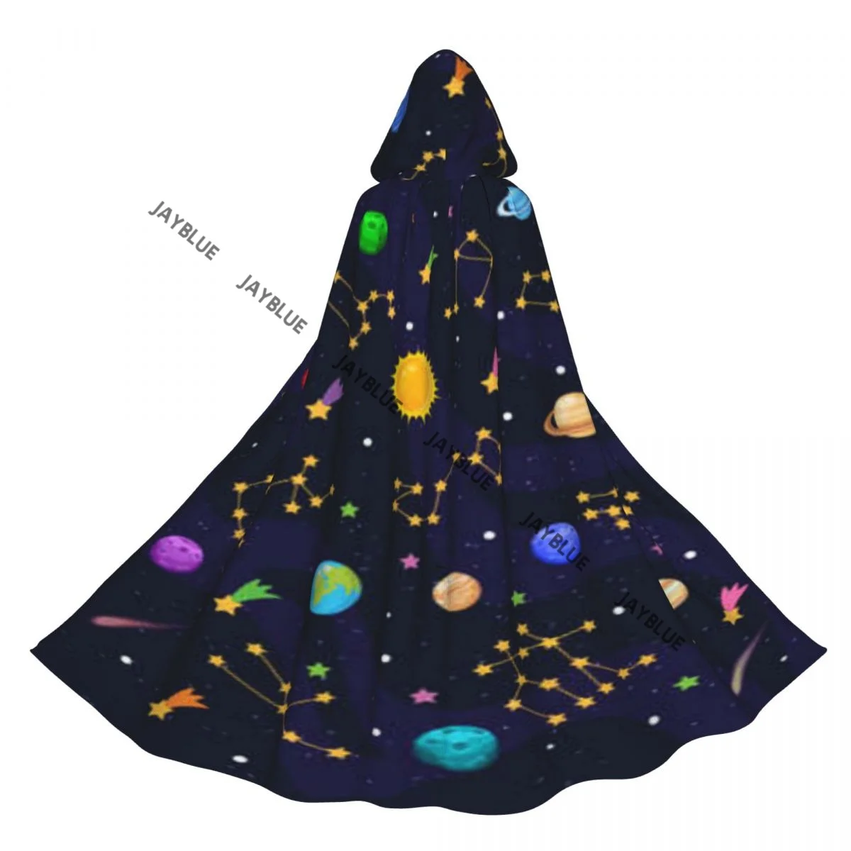 Hooded Cloak Unisex Cloak with Hood Planets Stars Constellations In Space Cloak Vampire Witch Cape Cosplay Costume