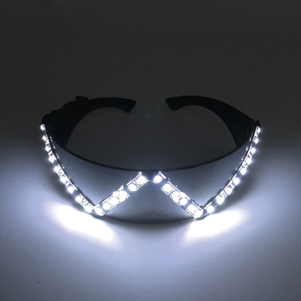 

12V LED Curved W-shaped Glasses Concert Disco Bar Stage Performance DJ LIGHT Goggles Futuristic Neon Glow Glasses For Men Woman