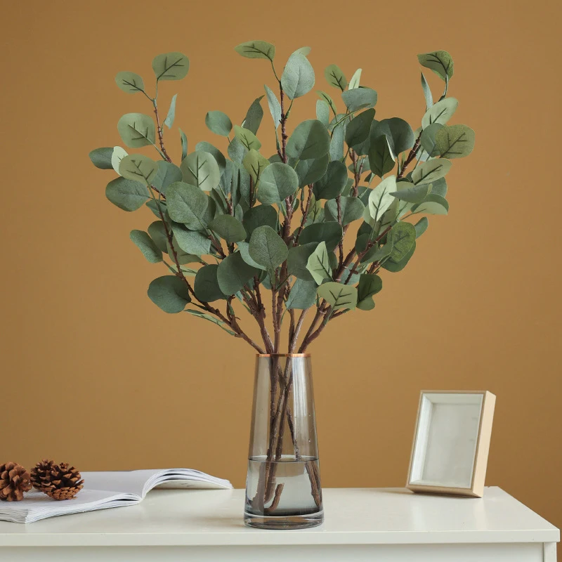 Plantas verdes simuladas, hojas de eucalipto, accesorios para arreglos florales, decoración del hogar, hojas, flor Artificial, 1 unidad