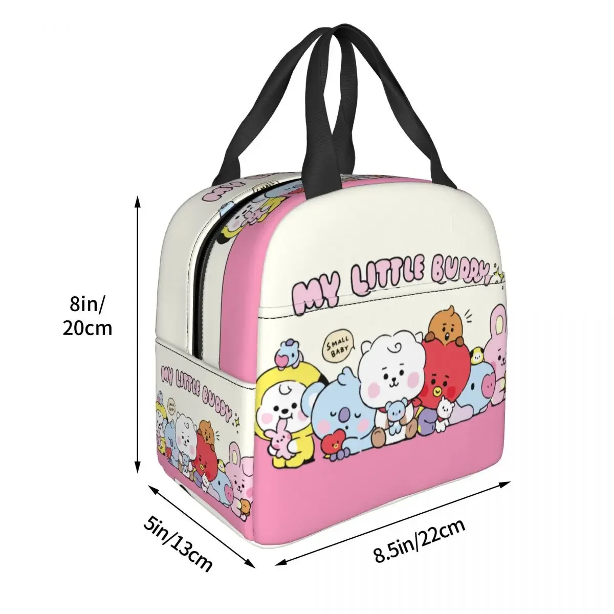 Korea Kpop Insulated Lunch Bags High Capacity Cute Cartoon Lunch Container Thermal Bag Lunch Box Tote Beach Picnic Girl Boy