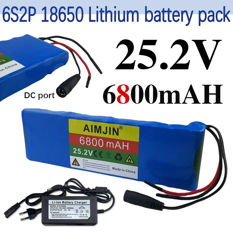 

rechargeable battery 6S2P 25.2V 6800MAH 18650 lithium-ion battery pack with BMS+charger