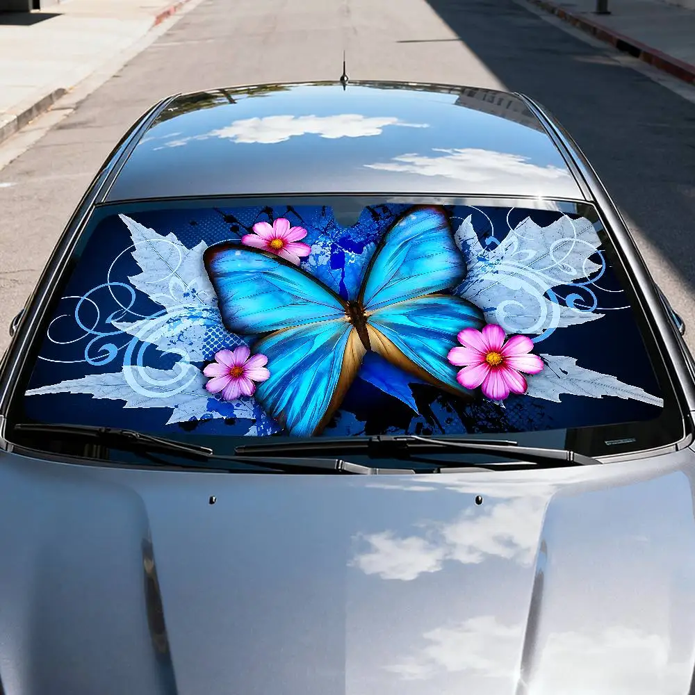 Butterfly And Floral Car SunShade Windshield Car Windscreen Cover Sun Shade Auto Visor Car Accessories