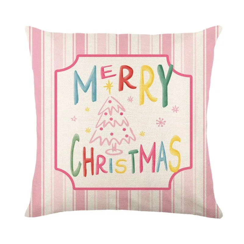 عيد الميلاد وسادة تغطي مرح ومشرق 45x45 سنتيمتر مجموعة من 4 ، عطلة ديكور حفلة رمي وسادة تغطي كيس وسادة الحفلات للأريكة #5