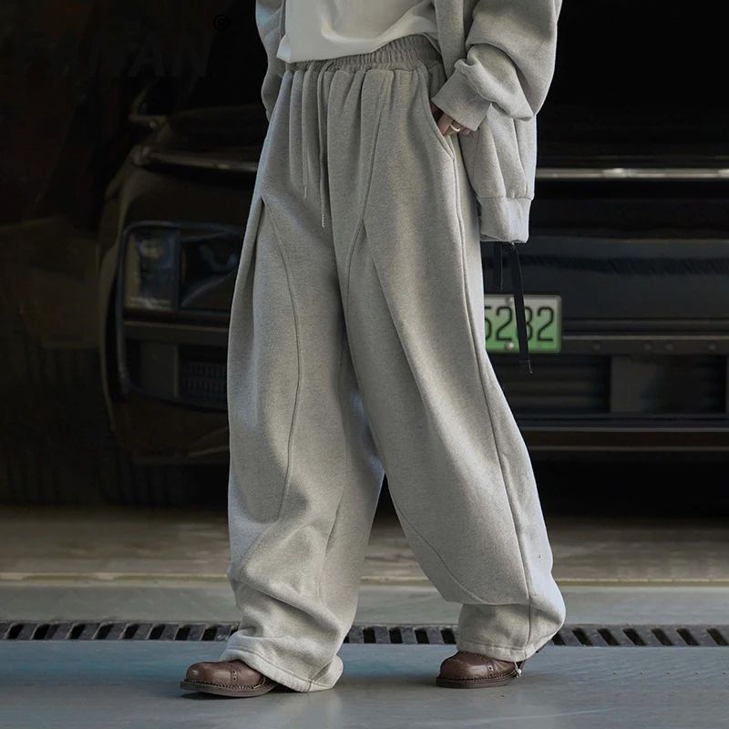 

FANLouvre, новые зимние повседневные брюки в корейском стиле, простые эластичные повседневные брюки с имитацией дуги и разрезом, свободные длинные брюки для женщин