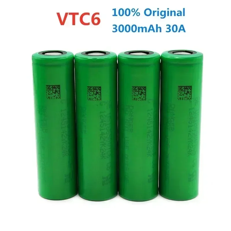 18650 VTC6 Lithium-Ionen-Akku, wiederaufladbar, 18650 Batterie VTC6 30A 3000 mAh für Sony Elektrowerkzeug-Taschenlampe
