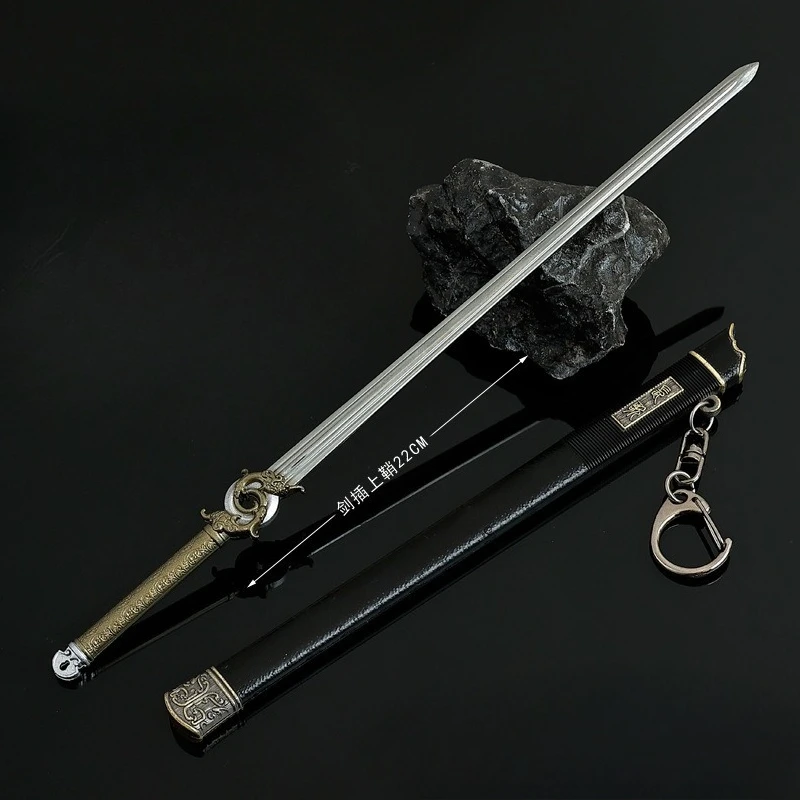 22 cm/8.66in Film en TV Perifere Xiao Qiushui Lange Lied Zwaard Met Schede Sleutelhanger Wapen Model Metal Craft jongen Hanger Gift