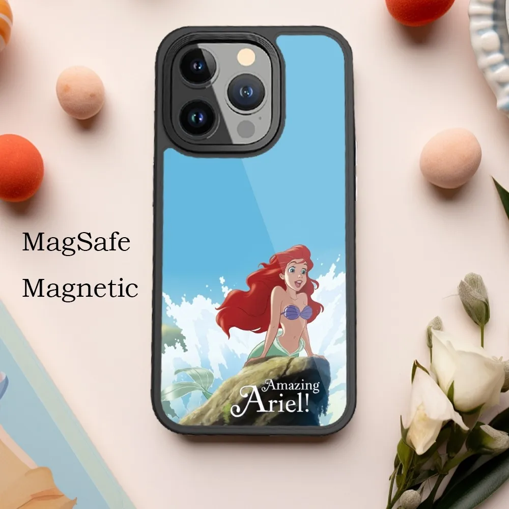 MINISO The Little Mermaid Phone Case For iPhone 15 14 13 12 11 Pro Max Plus Magnetic for Macsafe Cases Cover