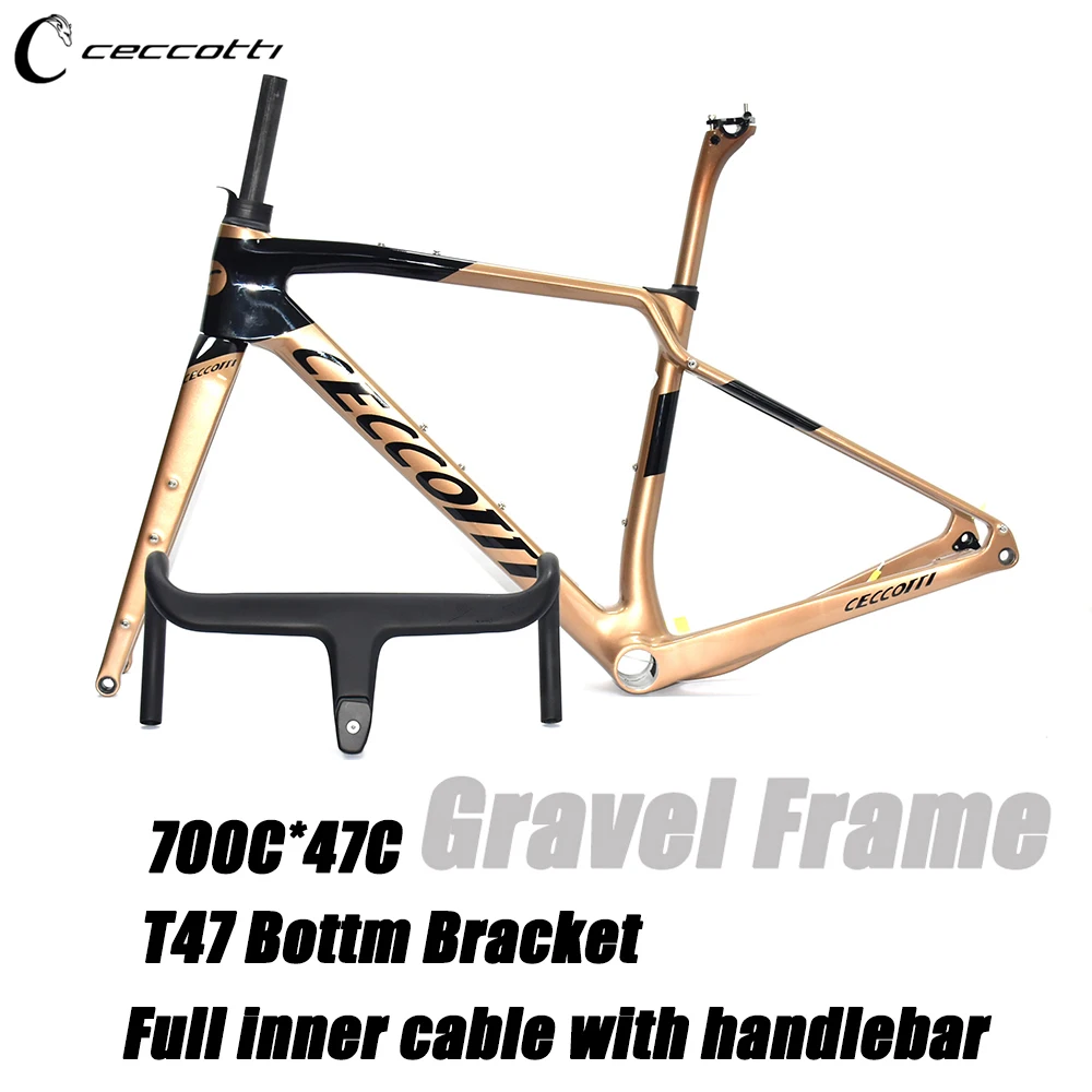 Gravel Bicycle Frame with Integrated Handlebar, Both Are Full Inner Cable Design, Bike Framework