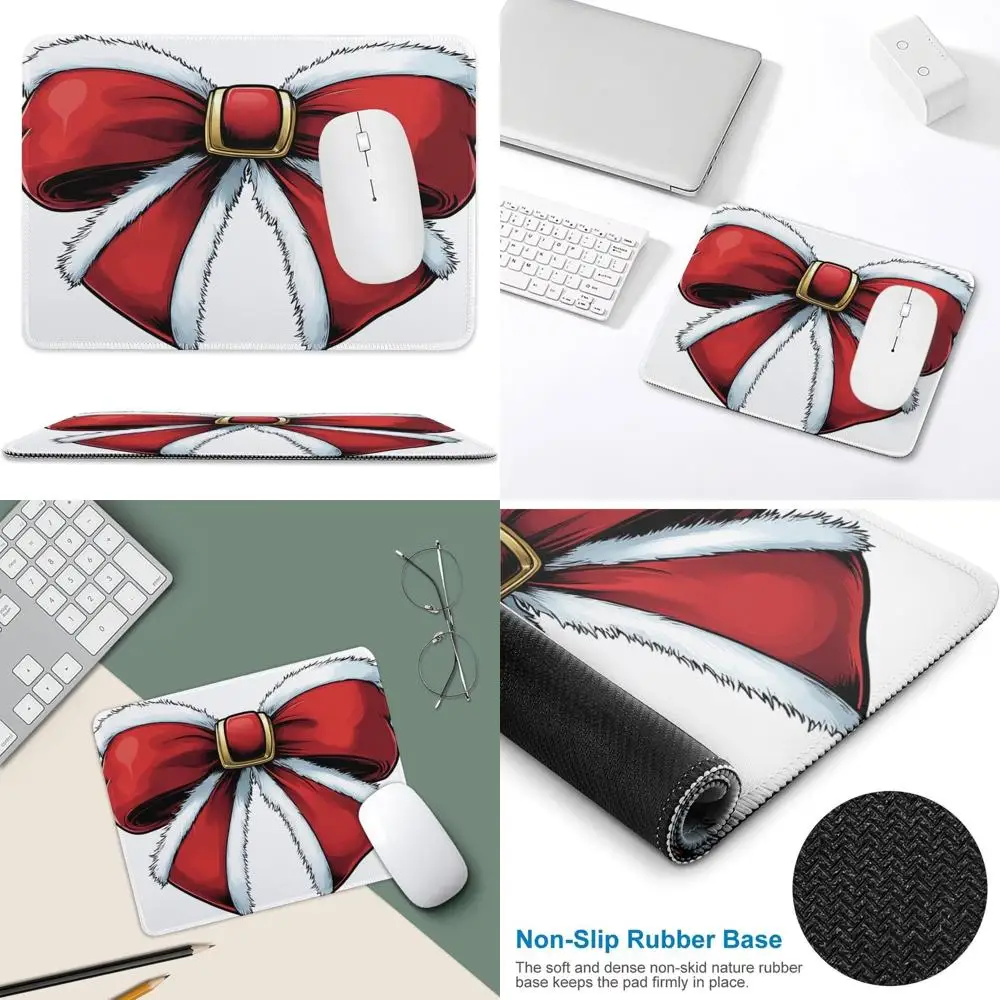 

Red Bow Cartoon Mouse Pad - Ergonomic Desk Mat for Laptop and Office Computers with Anti-Slip Base