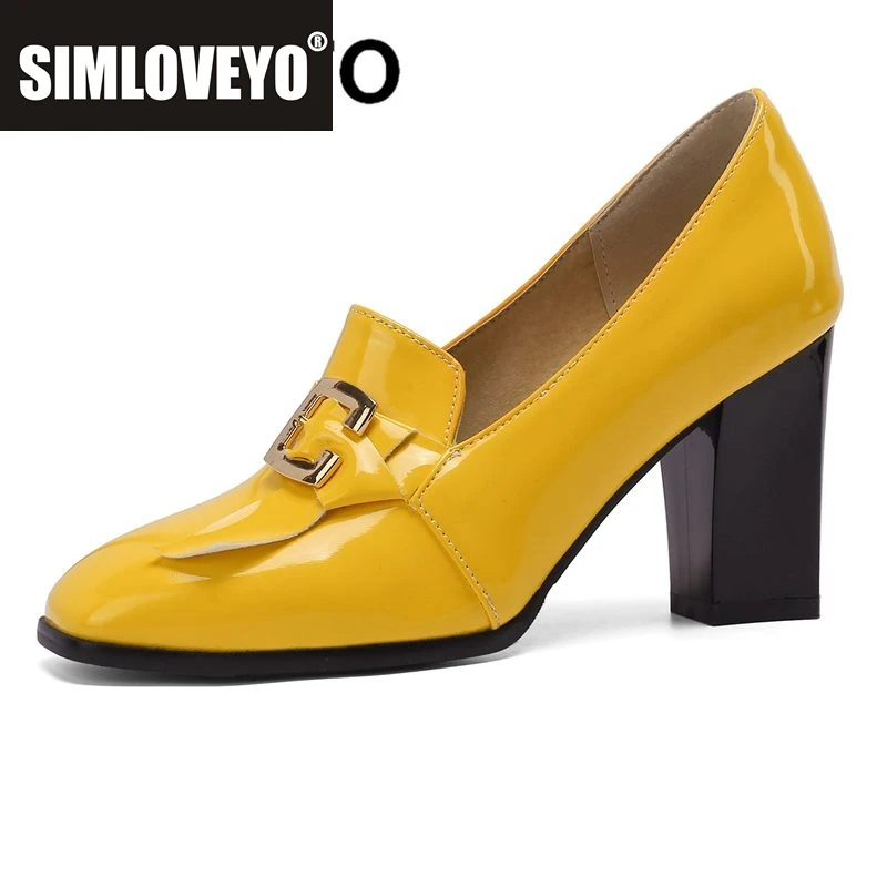 

SIMLOVEYO 2022, женские туфли-лодочки с квадратным носком и блочным каблуком, без шнуровки, с мелким металлическим украшением, большой размер 32-50, офисные женские туфли, черный, зеленый, S3957