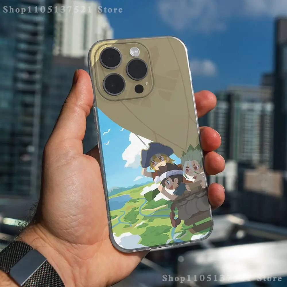 حافظة هاتف أنيمي D-Dr S-STONE لهاتف آيفون 17,16,15,14,13,12,11 Pro,Max,Plus,X,XS,XR,SE4,E غطاء ناعم شفاف صغير