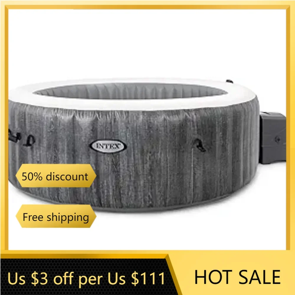 

Foam Headrests Swimming Pool for Children Deluxe 4 Person Outdoor Portable Inflatable Hot Tub Spa With Multi-Color LED Light