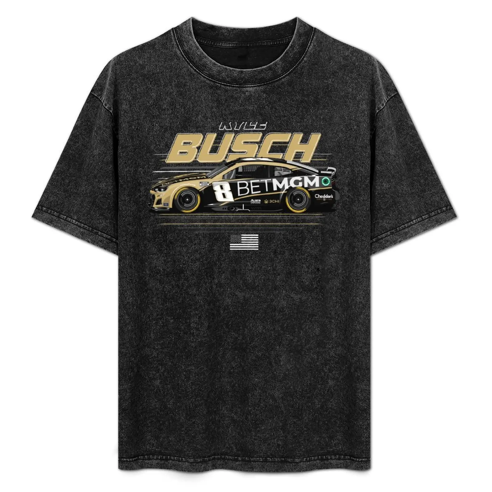 

Kyle Busch 2023 No. 8 Camaro Patriotic T-Shirt Urban Style Casual Short Sleeve Top
