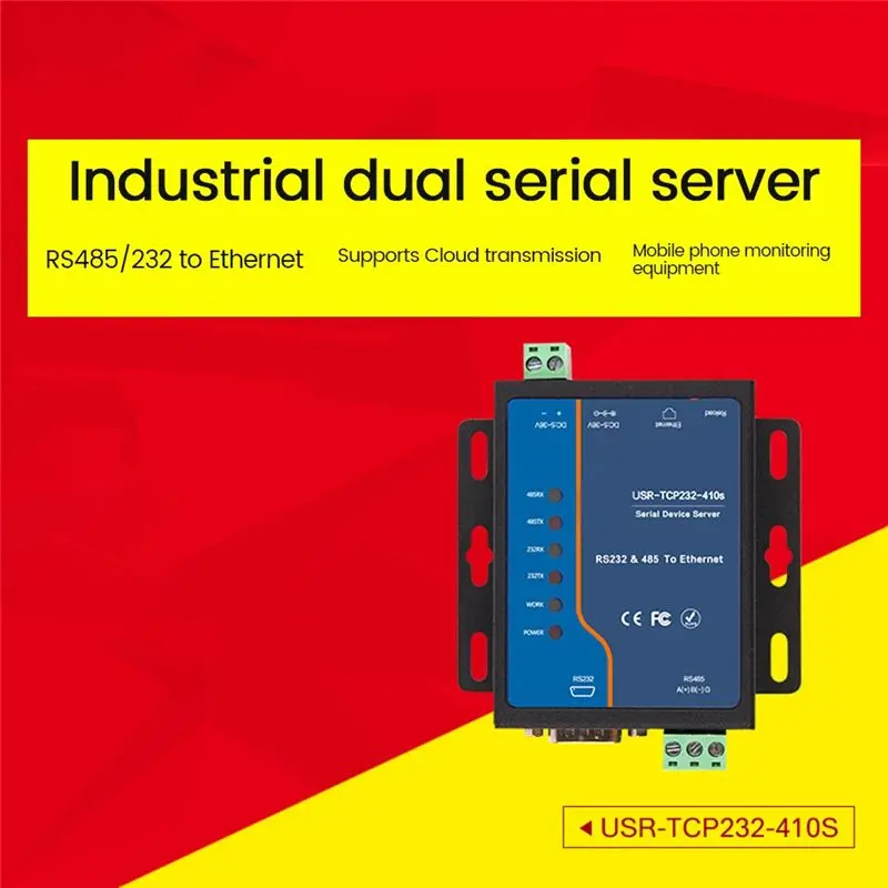 Serial Server Industrial Grade RS485 Modbus RTU To Ethernet Dual Serial To Ethernet Network Port TCP232-410S-AEF7