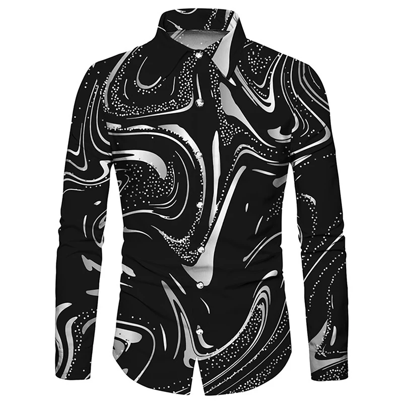 Men's Gradient Abstract Graphic Shirts Full Print Long Sleeve Button Down Casual Shirts Blouse For Men Streetwear