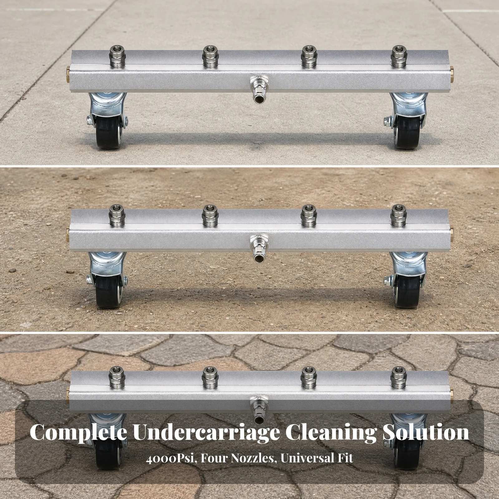 Undercarriage Cleaner Slim Vehicle Underbody Cleaning Attachment 4 Nozzle Underbody Cleaner Wheeled for Auto Detailers