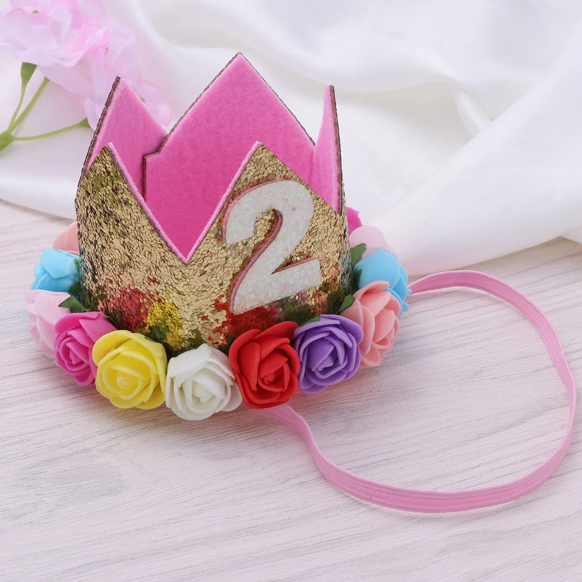

Colorful Flower Baby Headband Baby Crown Hair Band Soft Cloth Headwear Perfect for Birthday Party Flower Headband