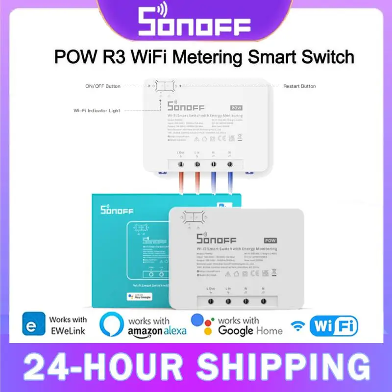 SONOFF POW R3 WiFi 25A Power Metering Smart Switch Overload Protection Energy Saving Track On Voice Control Via Alexa EWeLink