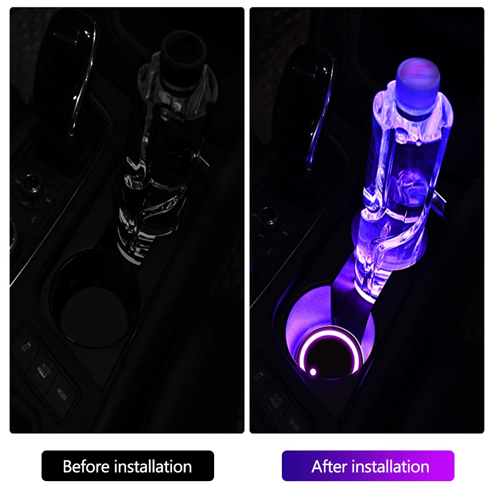 7-farbwechselnde Auto-LED-Leuchtuntersetzer, Getränkehalter, Lichter, leuchten, Getränkehalter, Einsatzuntersetzer, dekoratives Auto-Lampenzubehör – Detail 7