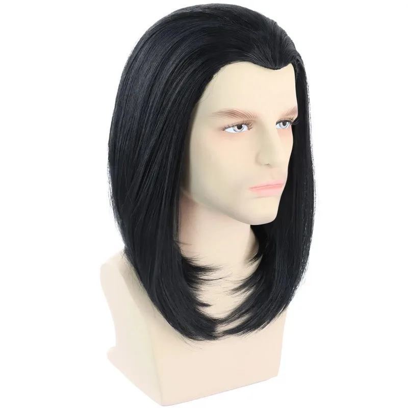 Peluca Hitman negra para hombre cola de caballo sintética | Asesino Keanu - Vincent Vega Cosplay |   Disfraz de fiesta de Halloween de los años 90