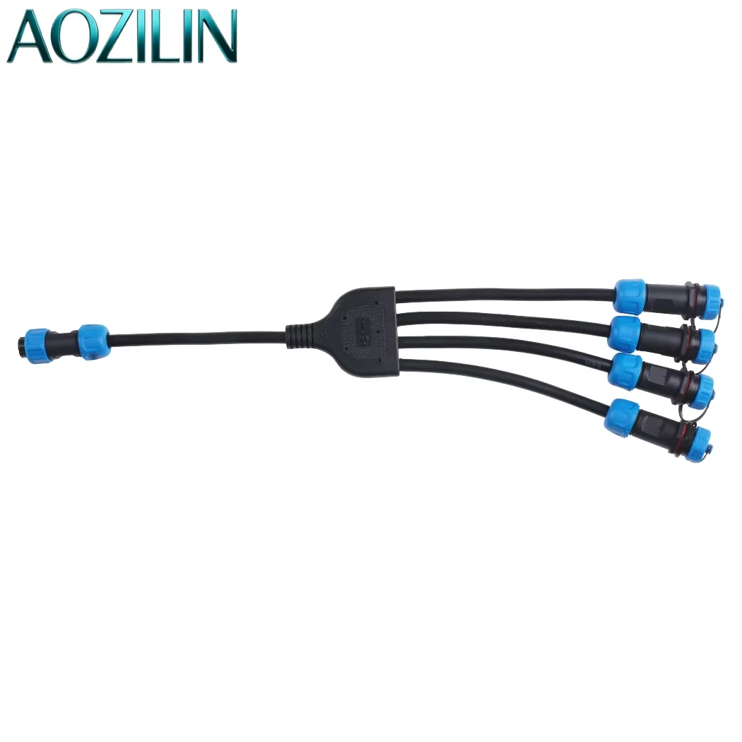 AOZILIN IP68 Industrial RS485 Modbus Splitter Hub 1 In 4 Out Sensor Extender Cable Outdoor IoT Signal Distribution Module