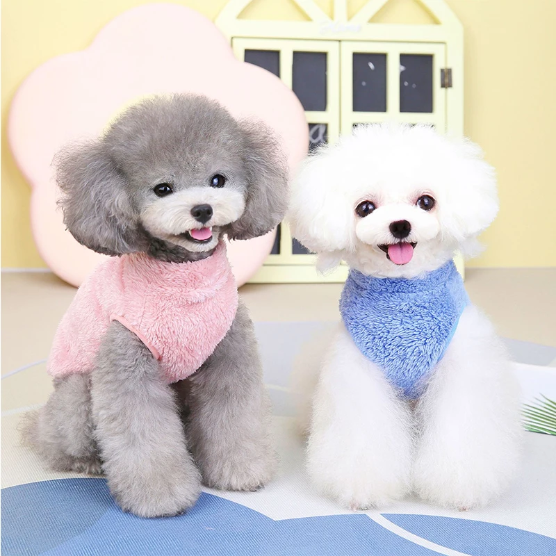 Pet Clothes Warm Winter Dog Cat Jacket Cute Wavy Double-sided Fleece Soft Puppy Kitten Coats For Small Medium Dogs Cats