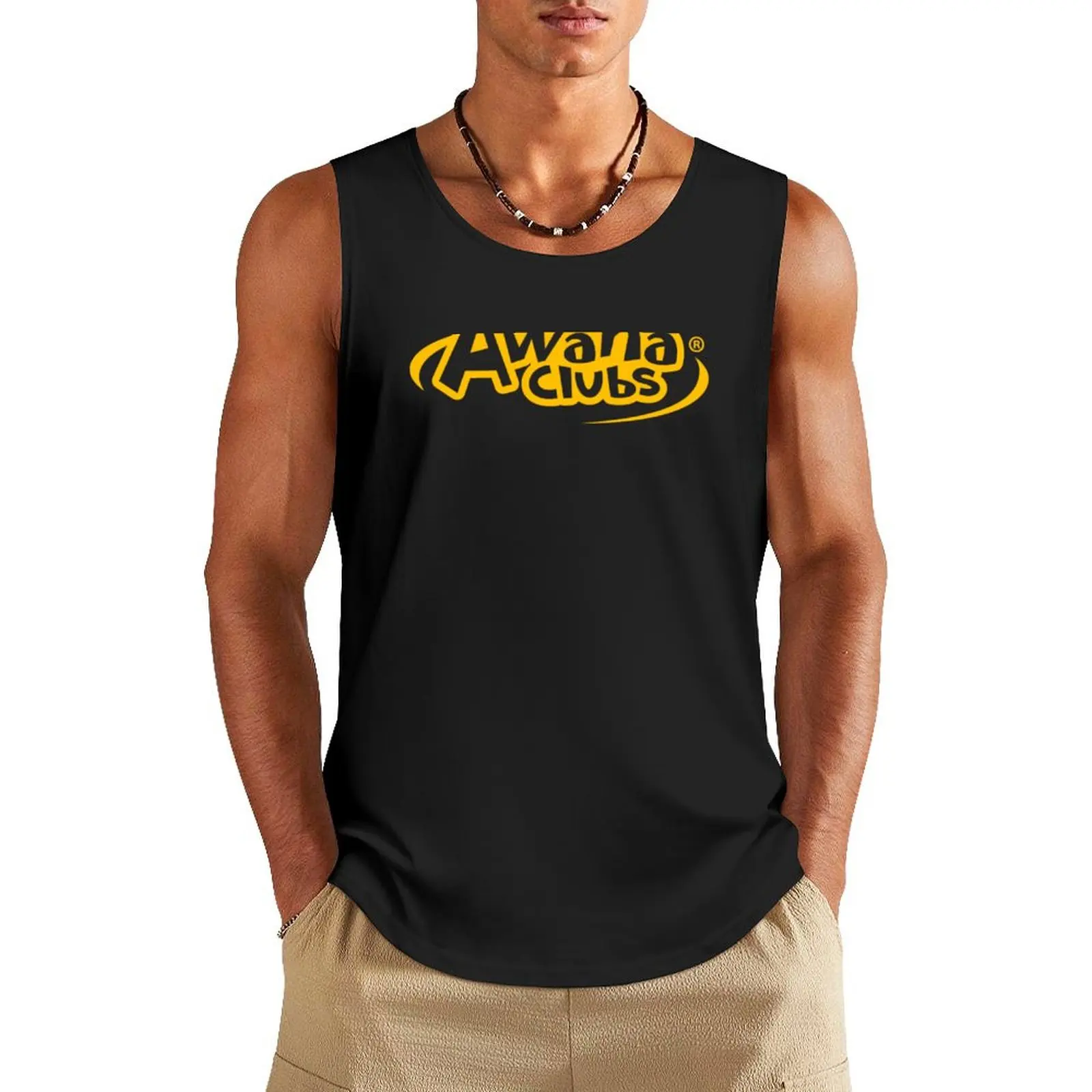 Yellow Awana Clubs Tank Top gym shirt man t-shirts for Men's gym bodybuilding t-shirt