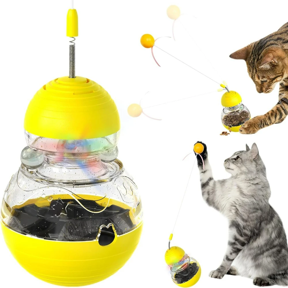 

Cat Toys for Bored Indoor Cats Tumbler Interactive Cat Toys with Teaser Wand Cat Food Dispenser