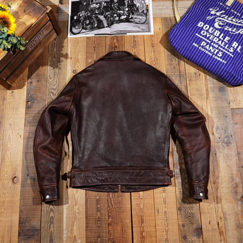 2.0 Thick Holven Horween Rough Full-grain Muhland Road Batik Heavy Cowhide Leather Motorcycle Man