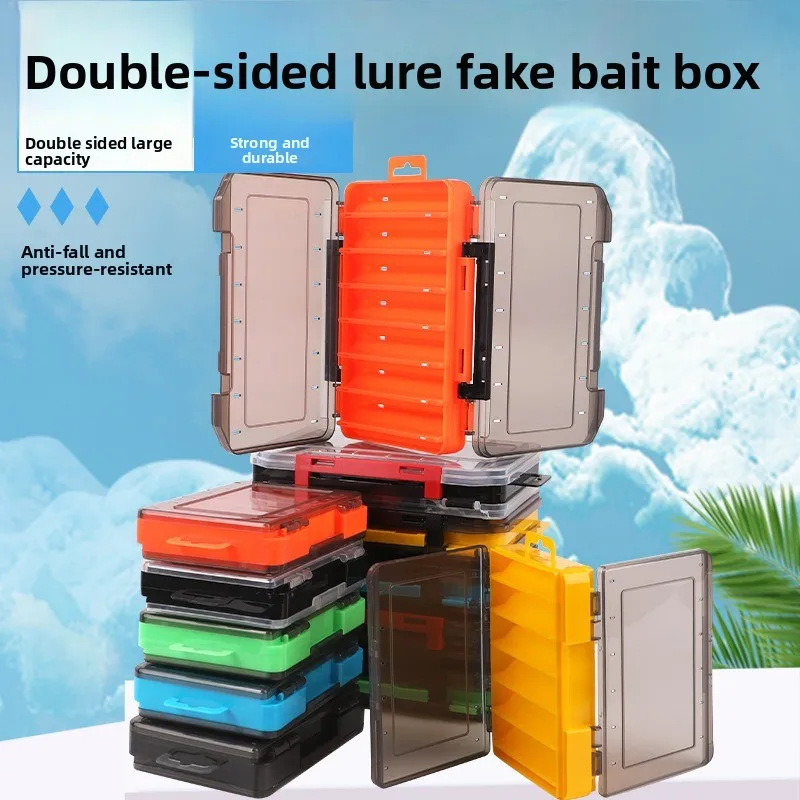 

Double Sided 14 Grid False Bait Storage Box Sturdy Portable Durable Fishing Equipment Double-sided Hard Bait Storage Box