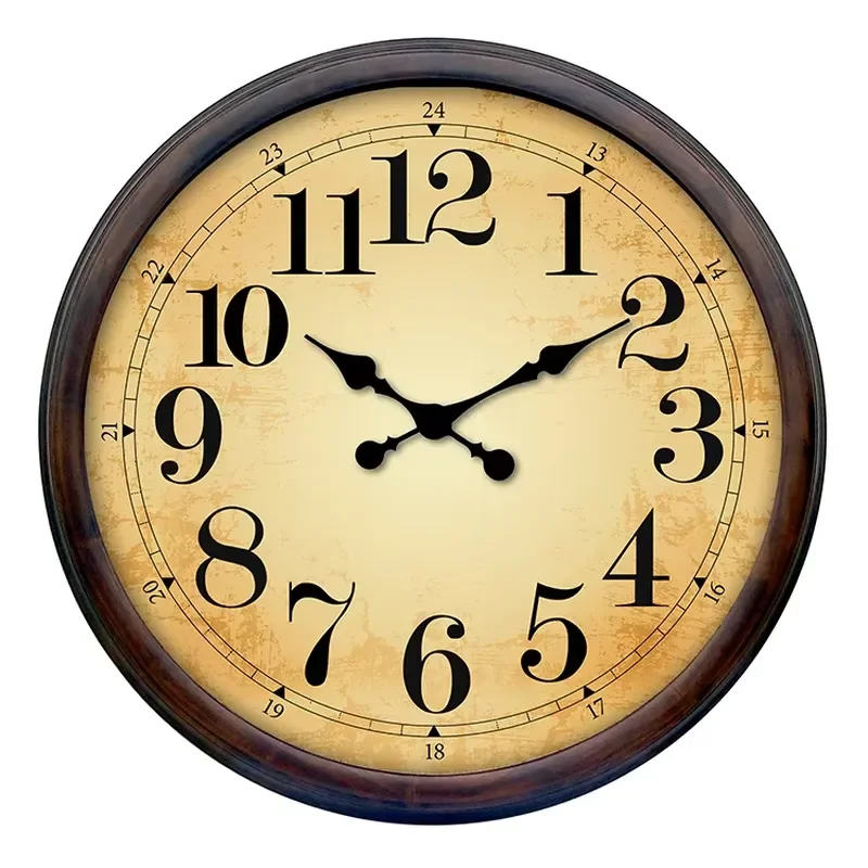 Vintage Large Face Wooden Wall Clock Classic Retro Home Decor Antique Style Round Dial Silent Quartz Timepiece For Living
