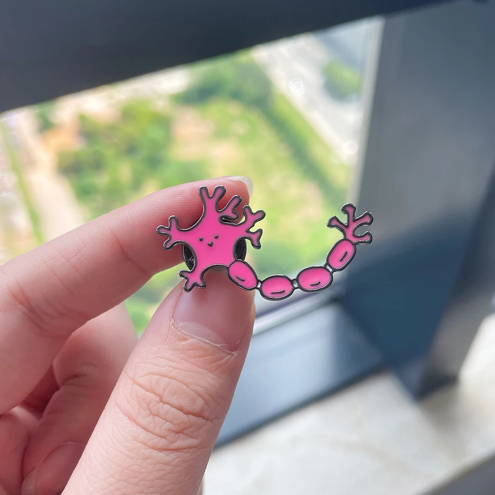 Hanrelhe Cute Neuron Pink smalto spilla spille neurologia risvolto zaino Badge gioielli per Doctor Nurse Gift Collection