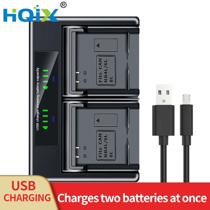 

HQIX for Canon PowerShot S120 SX540 D30 S200 S90 SX530 SX700 SX600 SX510 SX240 SX170 D10 Camera NB-6L 6LH Dual Charger Battery