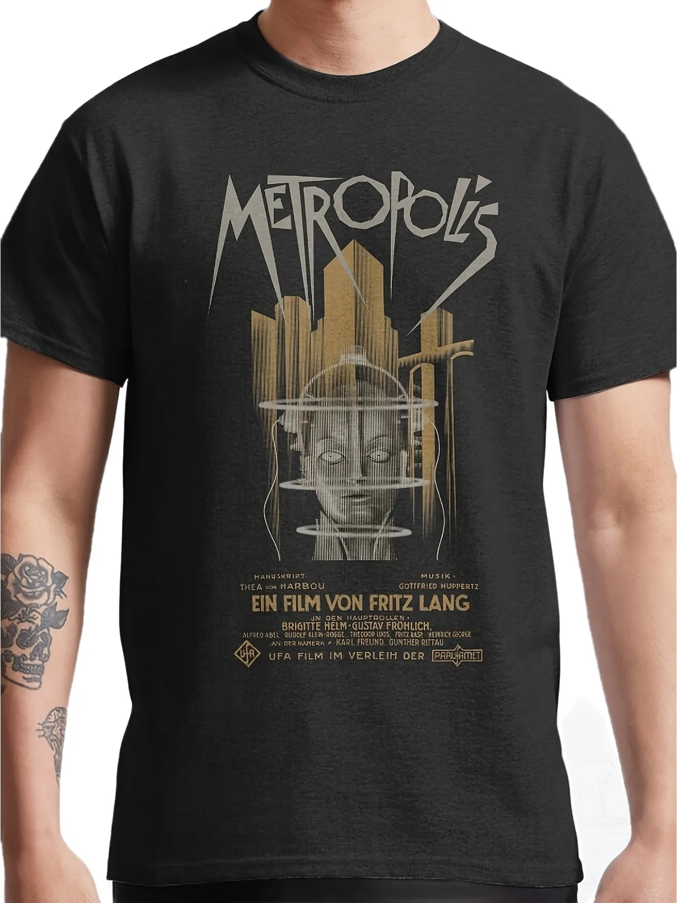 Camiseta Vintage de la Película Metropolis de Fritz Lang de 1927 para Hombre, Camiseta con Arte de Póster de Película Alemana de Ciencia Ficción, Ropa Clásica de Cine para Amantes del Cine
