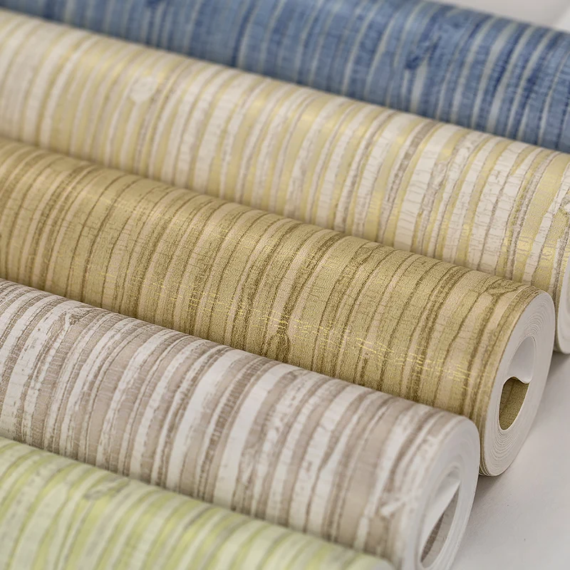 

Vintage Wood Board Stripe Wallpaper Home Decor Non-woven Fabric Wallpaper Tree bark Pattern Roll Papel De Pared papel tapiz