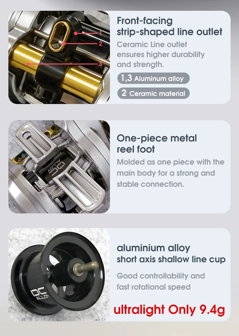 SEASIR DC Alloy Vollmetall-Rundrolle DC-Trommel Digitalsteuerung Ultraleicht 166g Salzwasser-Metallführung Baitcast-Angelrolle – Detail 4