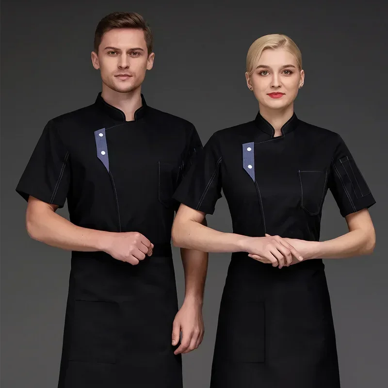 半袖ケータリングシェフジャケットシェフ制服男性女性キッチンレストラン制服シャツ夏のクックコートキッチン作業服