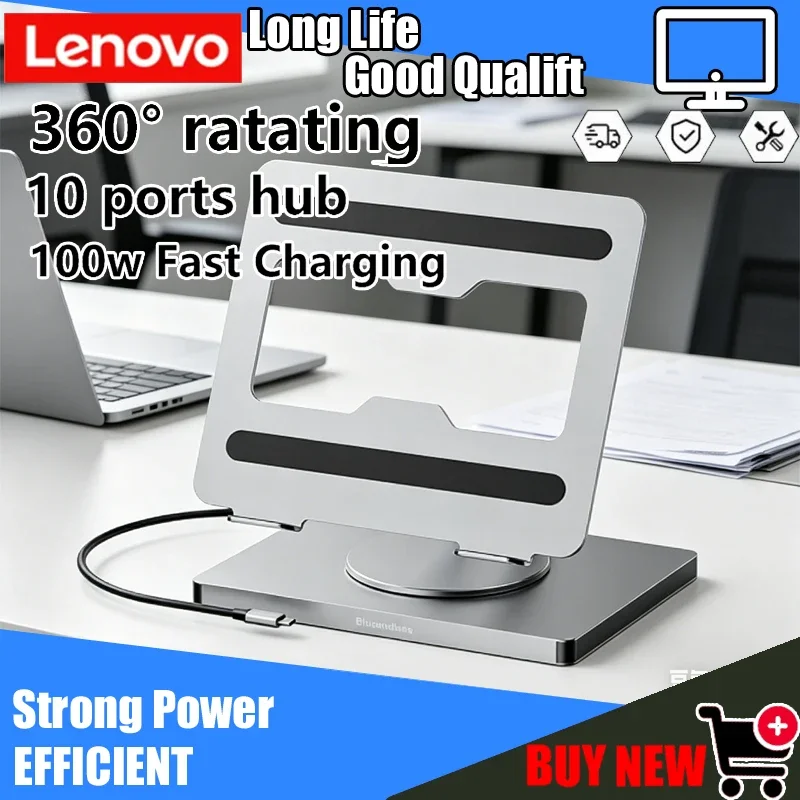 

Lenovo Aluminum 10-in-1 Type-C Docking Station Hub, 4K@60Hz, USB3.0 5Gbps, 100W PD for IPad Laptop Desktop