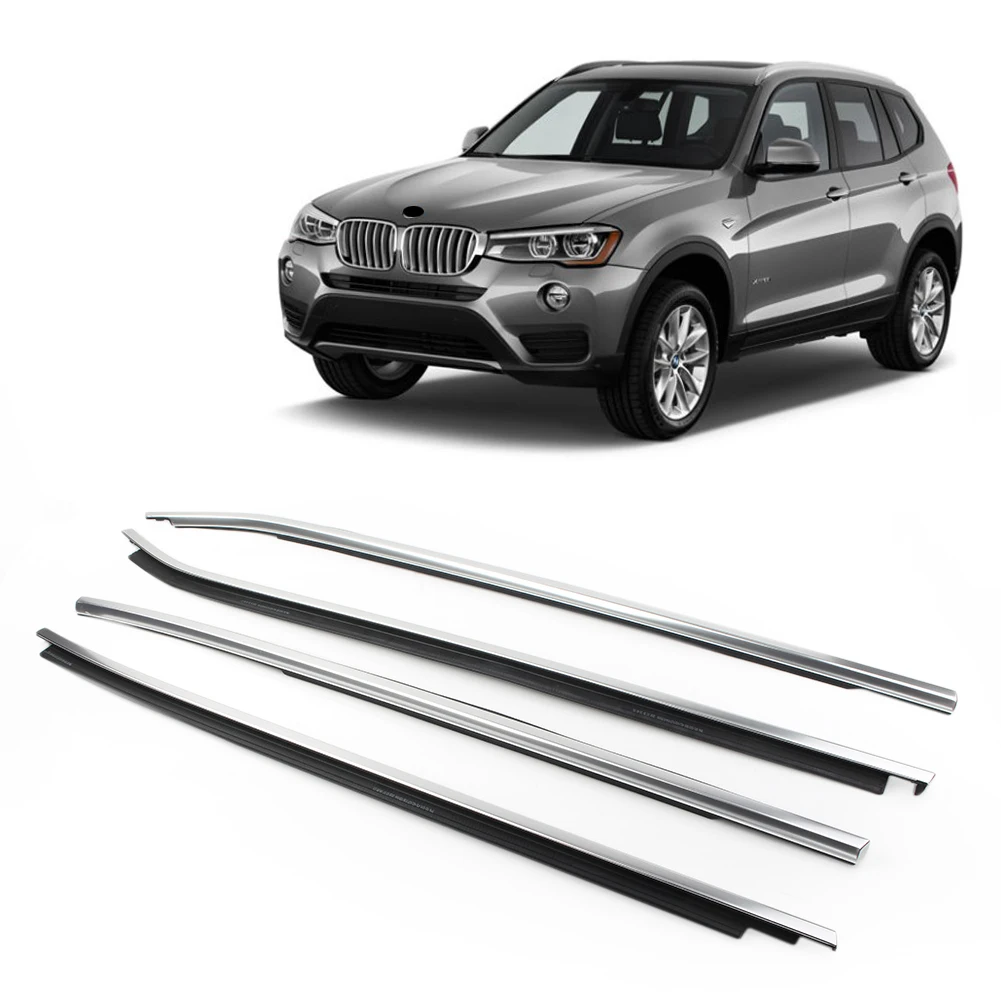 For BMW X3 Car Door Seal Belt Molding Weatherstrip Window Outside Moulding Trims Chrome Auto Accessories 4pcs/set