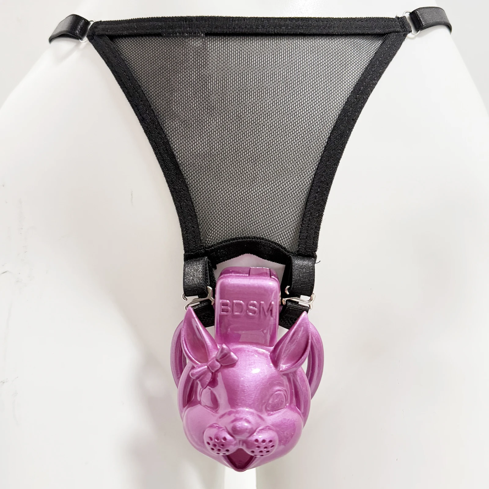 Black Thong Male Chastity Cage Fixed Strap Auxiliary Elastic Band BDSM Anti-Off Device Auxiliary Belt BDSM Male Penis Ring view 5