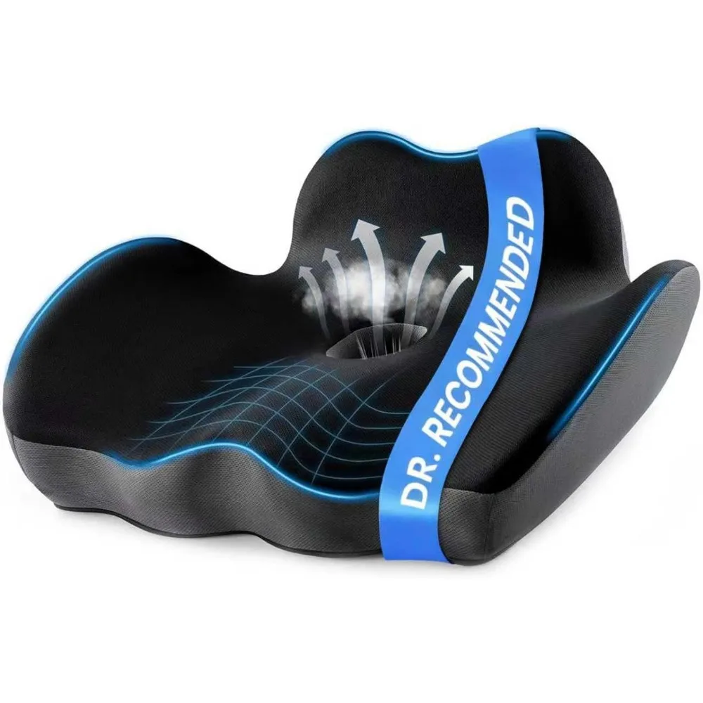 

Extra Large Orthopedic Seat Cushion for Hip Tailbone Sciatica Relief 8 Hour Office Game Wheelchair Comfort